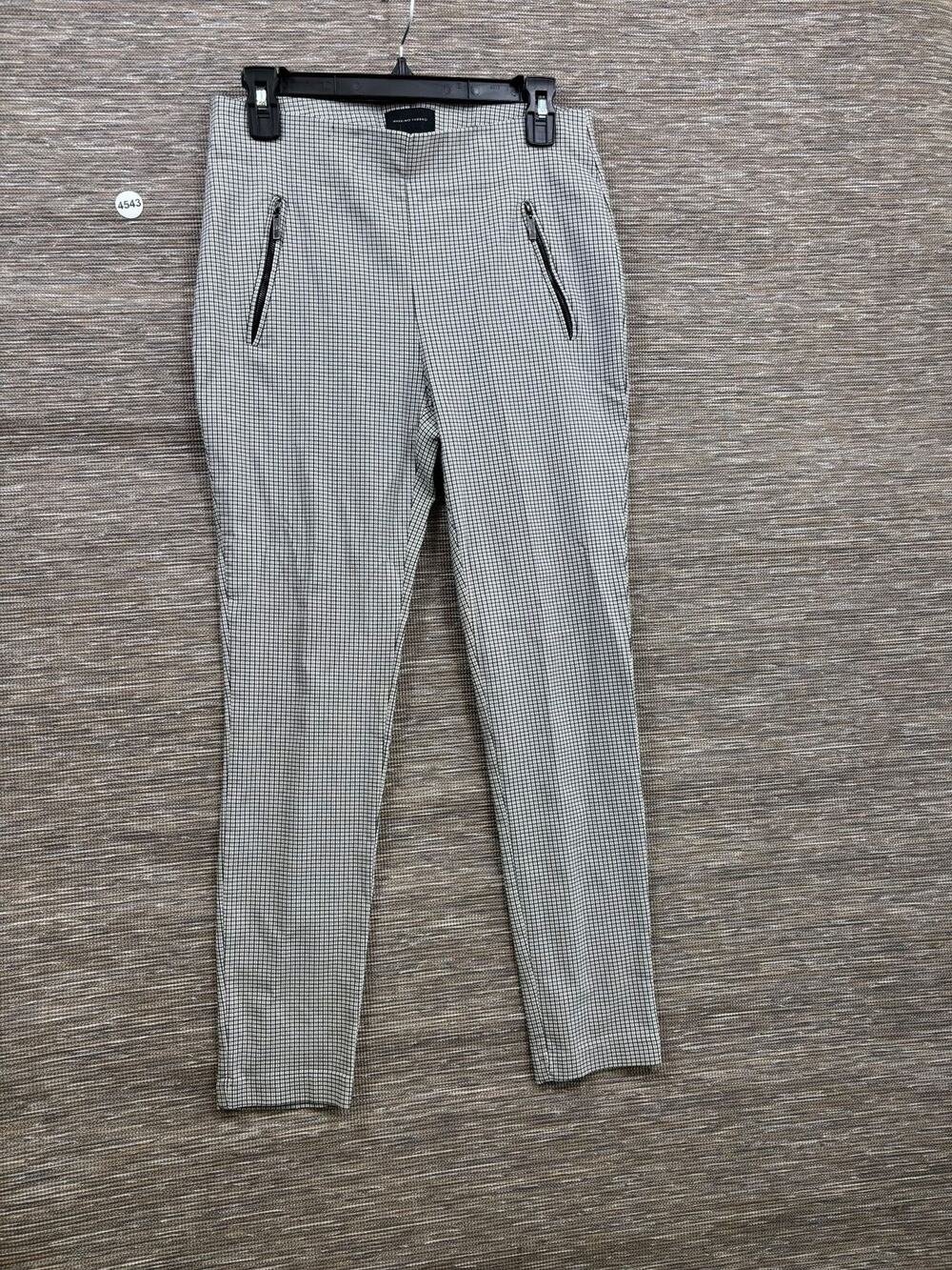 Massimo Fabbro Dress Pants Womens 8 Black Check Ponte Skinny Stretch Zip Pockets